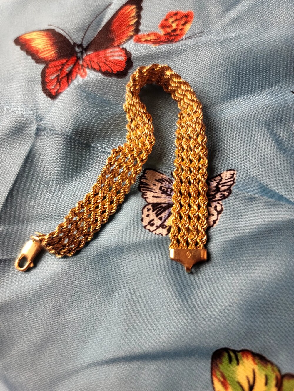 10k 7 Inch Yellow Gold Bracelet Multi Strand Twisted Rope Chain Bracelet 7.7g